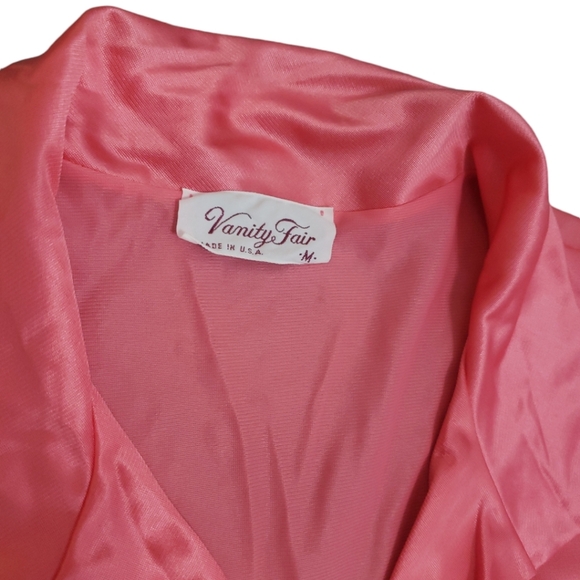 Vanity Fair Pink Robe Large Vintage 70’s Pockets Bottons size M - Picture 6 of 7